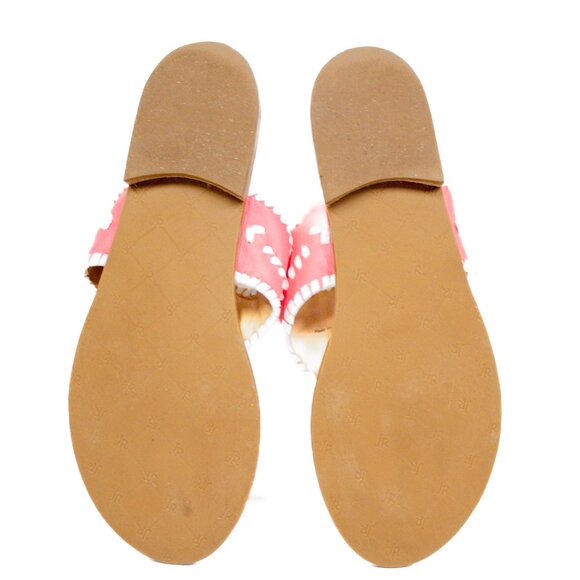 Jack Rogers Womens Shoes Blair Sandals  Coral White Leather Slide | Flats VGUC - Picture 7 of 8